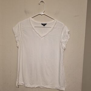 Buffalo David Bitton White Blouse Cut Out Design  Size Large